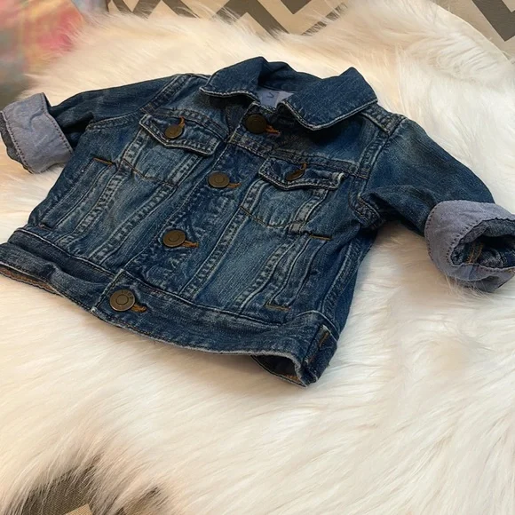 baby GAP denim blue jean jacket for baby 0-6mos EUC snap button close soft denim - Picture 3 of 8